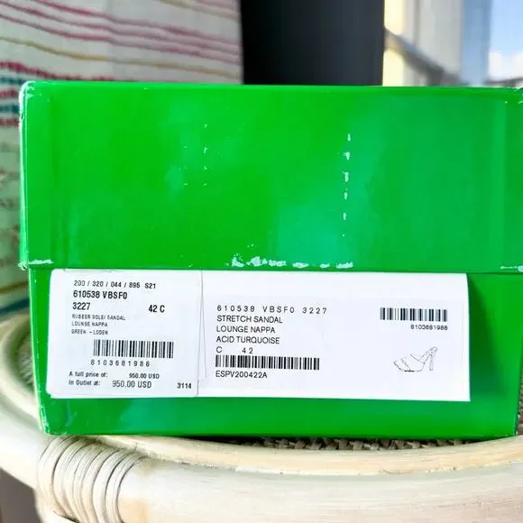 Bottega Veneta Stretch Lounge Nappa Leather Square Open Toe Heel Sandals Size 42 - Picture 9 of 10